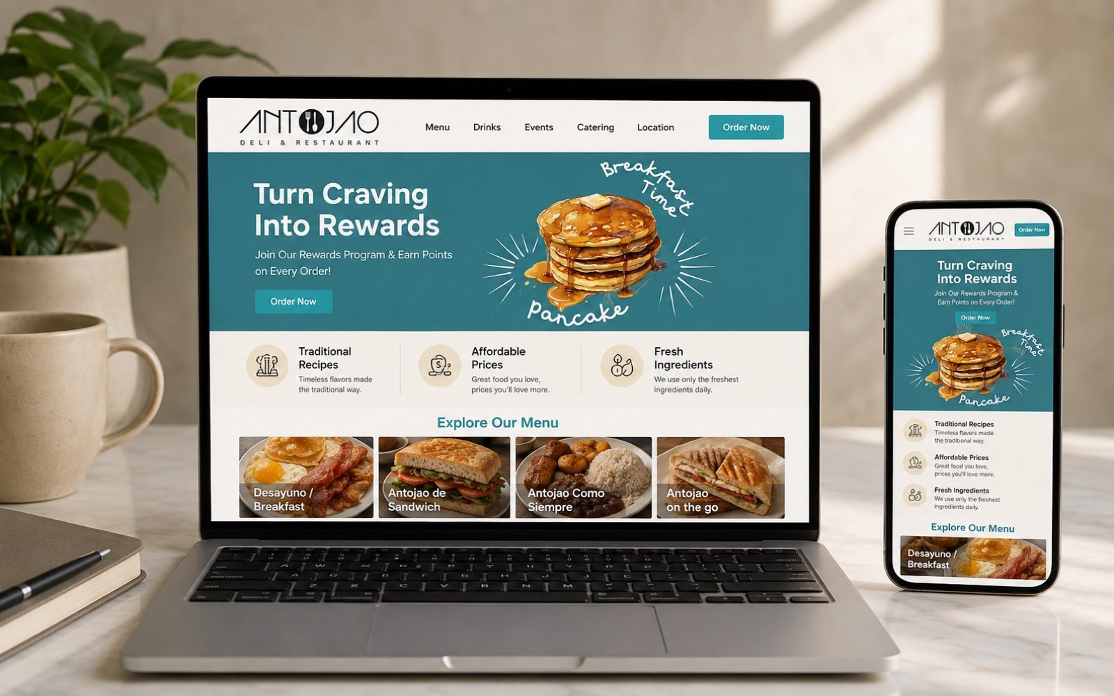 A professional business website built by SpotrOS shown on a laptop