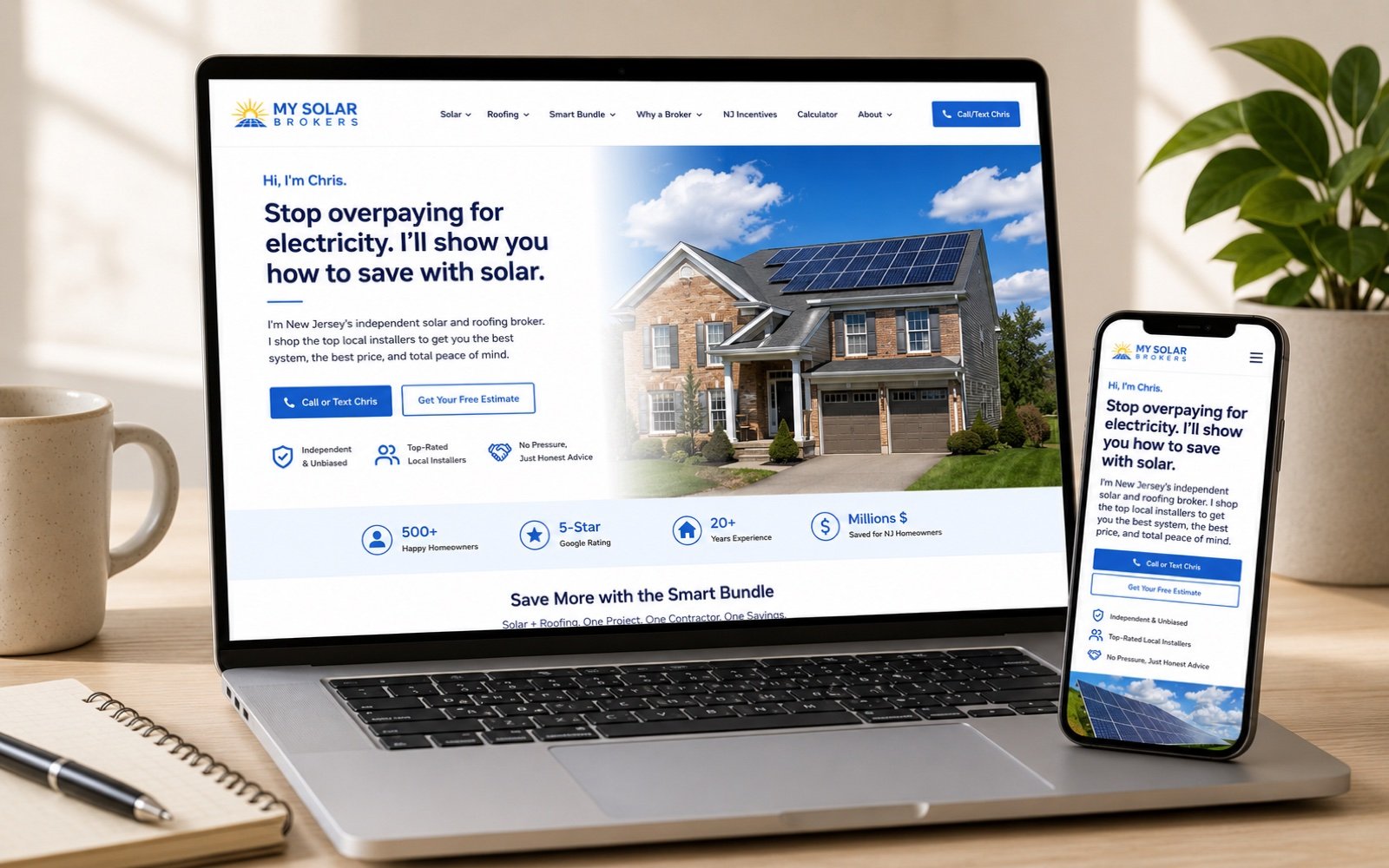 My Solar Brokers — SpotrOS-built solar broker website with online quote request